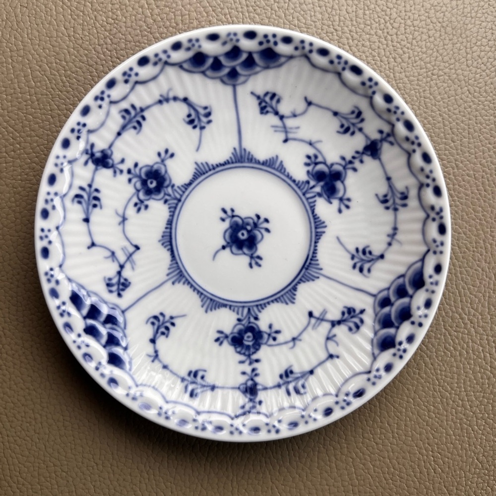Royal Copenhagen Blue Fluted Half Lace Saucers 4.5" Saucer
